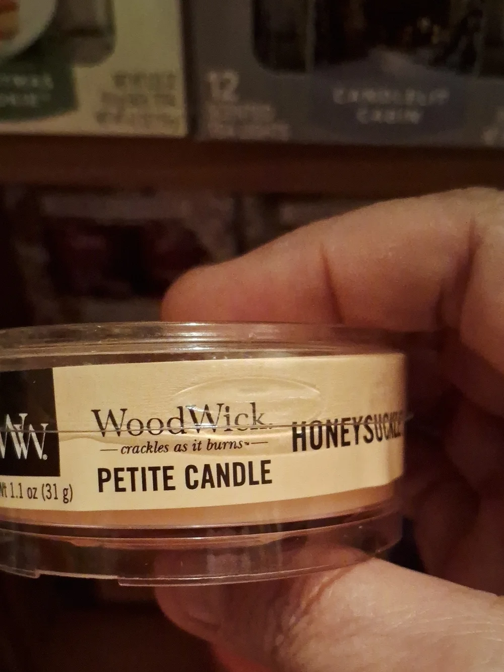 2 Woodwick Honeysuckle Petite Candle - Beige and Brown